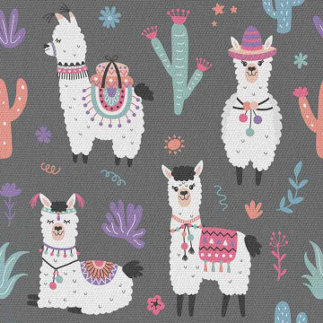 Tkanina Llamas on Grey
