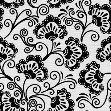 Tkanina Black Flowers