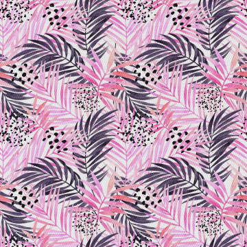 Tkanina Tropical Pink Leaves