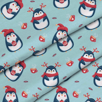 Tkanina Merry Christma Penguins