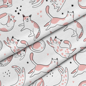 Tkanina Pink Cats