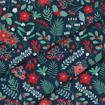 Tkanina Christmas Red Mistletoe