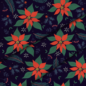 Tkanina Christmas Poinsettia