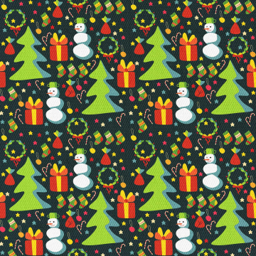 Tkanina Material Christmas trees and snowmen