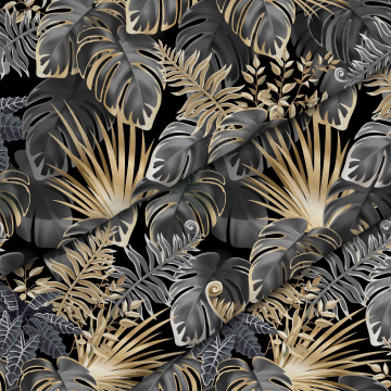 Tkanina Dark Gold Leaves