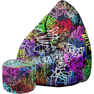 Puf Pearshape z podnóżkiem Graffiti