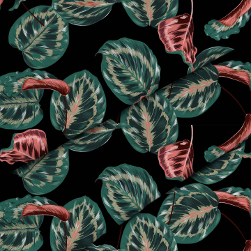 Tkanina Red Tropical Maranta