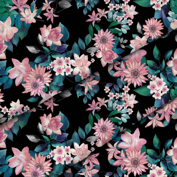 Tkanina Dark Botanic Pink