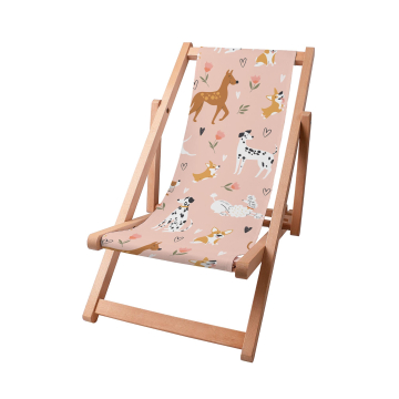 Leżak drewniany Pink Cartoon Dogs