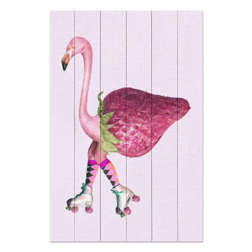 Obraz na drewnie Pink Flamingo with Strawberry