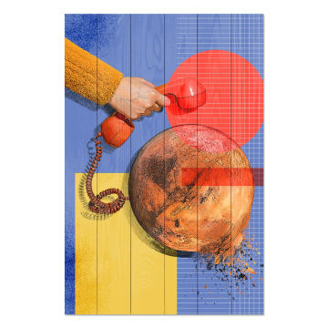 Obraz na drewnie Artistic Red Phone