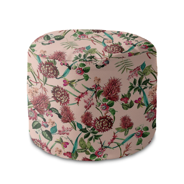Puf okrągły podnóżek Dark Jungle Pink