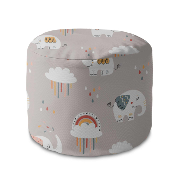 Puf okrągły podnóżek Elephant and Rainbow Clouds