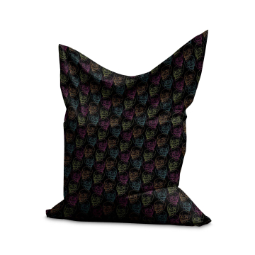 Puf Pillow Black Skull