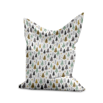 Puf Pillow Gold and Green Christmas Trees