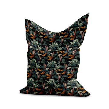 Puf Pillow Black Tropical Forest