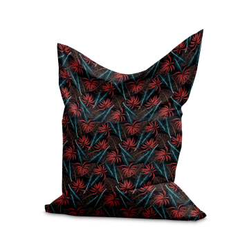 Puf Pillow Exotic Leaves on Dark