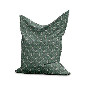 Puf Pillow Folk Flowers on Green