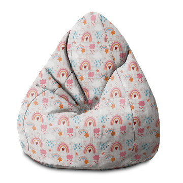 Puf Pearshape Pink Rainbow