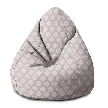 Puf Pearshape Daisies on Grey