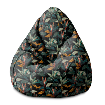 Puf Pearshape  Black Tropical Forest