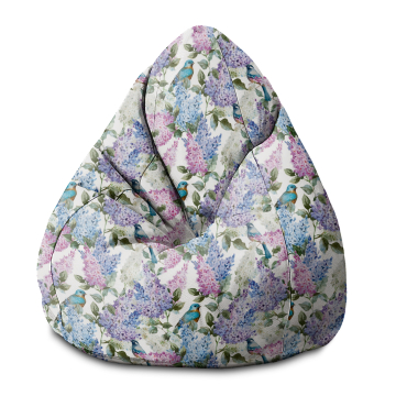 Puf Pearshape Ptaki w Kwiatach