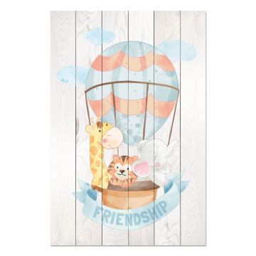 Obraz na drewnie Animal Friends in Ballon