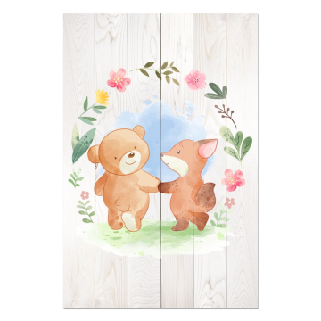 Obraz na drewnie Animal Friends in Flowers