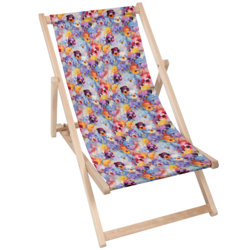 Leżak drewniany Colorful Flowers Pattern