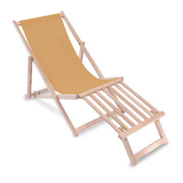 Leżak drewniany z podnóżkiem drewnianym Beige