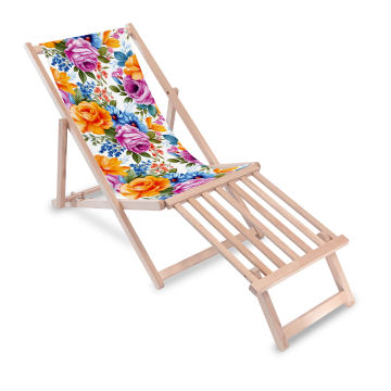Leżak drewniany z podnóżkiem drewnianym Petals in the Sun