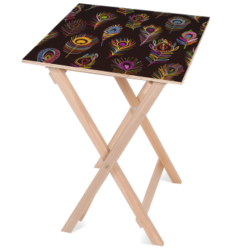 Stolik drewniany Colorful Peacock Eyes