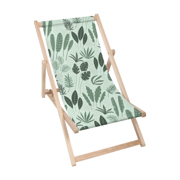 Leżak drewniany Tropical Green Leaves
