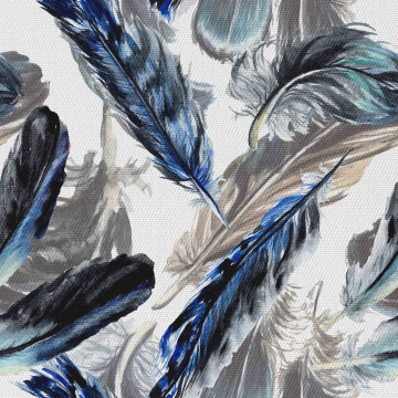 Tkanina Painted Blue Feathers