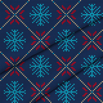 Tkanina Snowflakes Navy blue