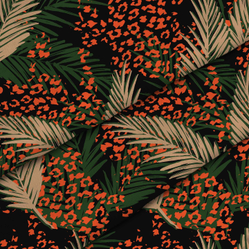 Tkanina Leopard Palm Leaves