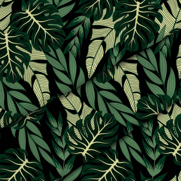 Tkanina Dark Green Monstera