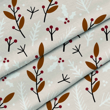 Tkanina Christmas Beige Pattern