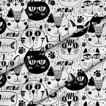 Tkanina Black and White Cat