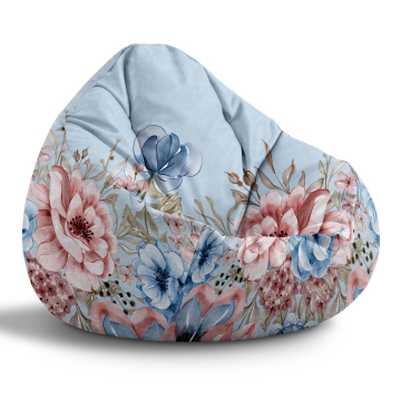 Puf Paradise Blue and Pink Roses