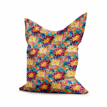 Puf Pillow Botanical Floral Geometric Pattern