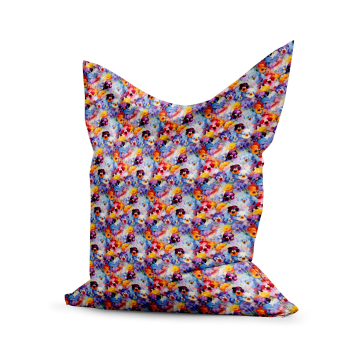 Puf Pillow Colorful Flowers Pattern