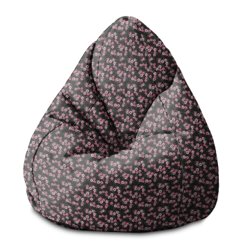 Puf Pearshape Pink Flowers Pattern