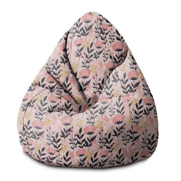 Puf Pearshape Pink and Navy Flowers