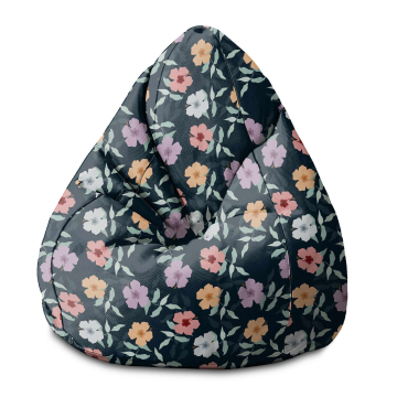 Puf Pearshape Simple Flowers on Navy