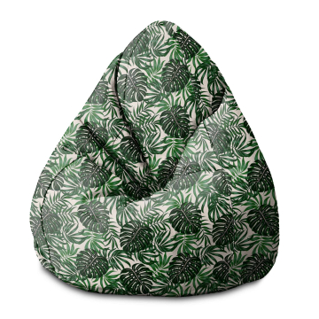 Puf Pearshape Tropical Leaves Pattern