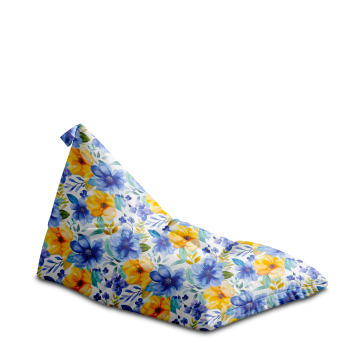 Puf Triangle Yellow and Blue Flowers