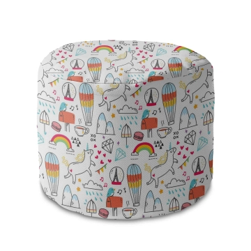 Puf okrągły podnóżek Rainbow Unicorns